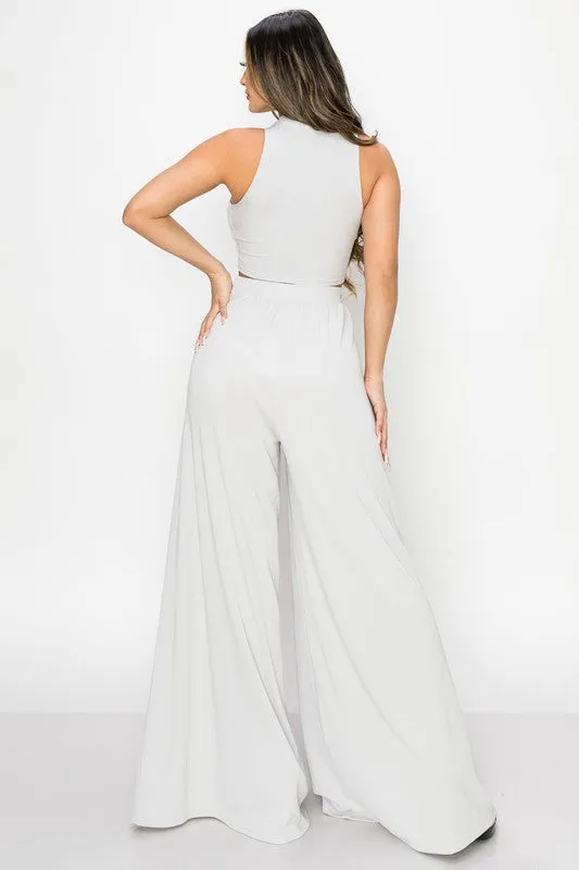 TRENDY BASICS CUT-OUT MOCK NECK TOP AND PANTS SET