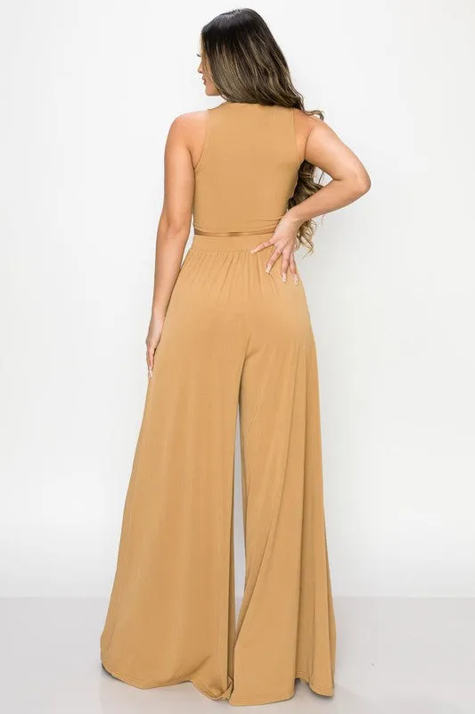 TRENDY BASICS CUT-OUT MOCK NECK TOP AND PANTS SET