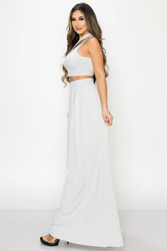 TRENDY BASICS CUT-OUT MOCK NECK TOP AND PANTS SET