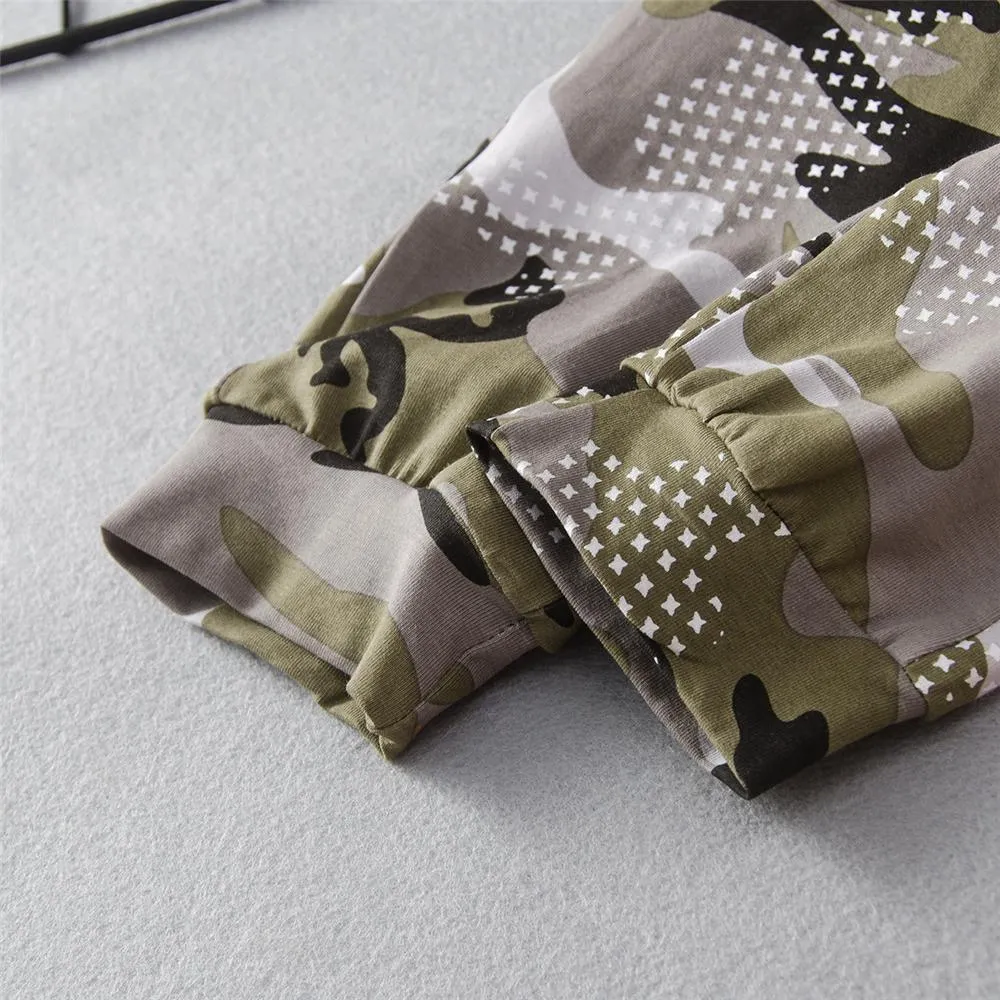 Unisex Hero Of The Day Camo Printed Tracksuit Trendy Kids Wholesale Clothing