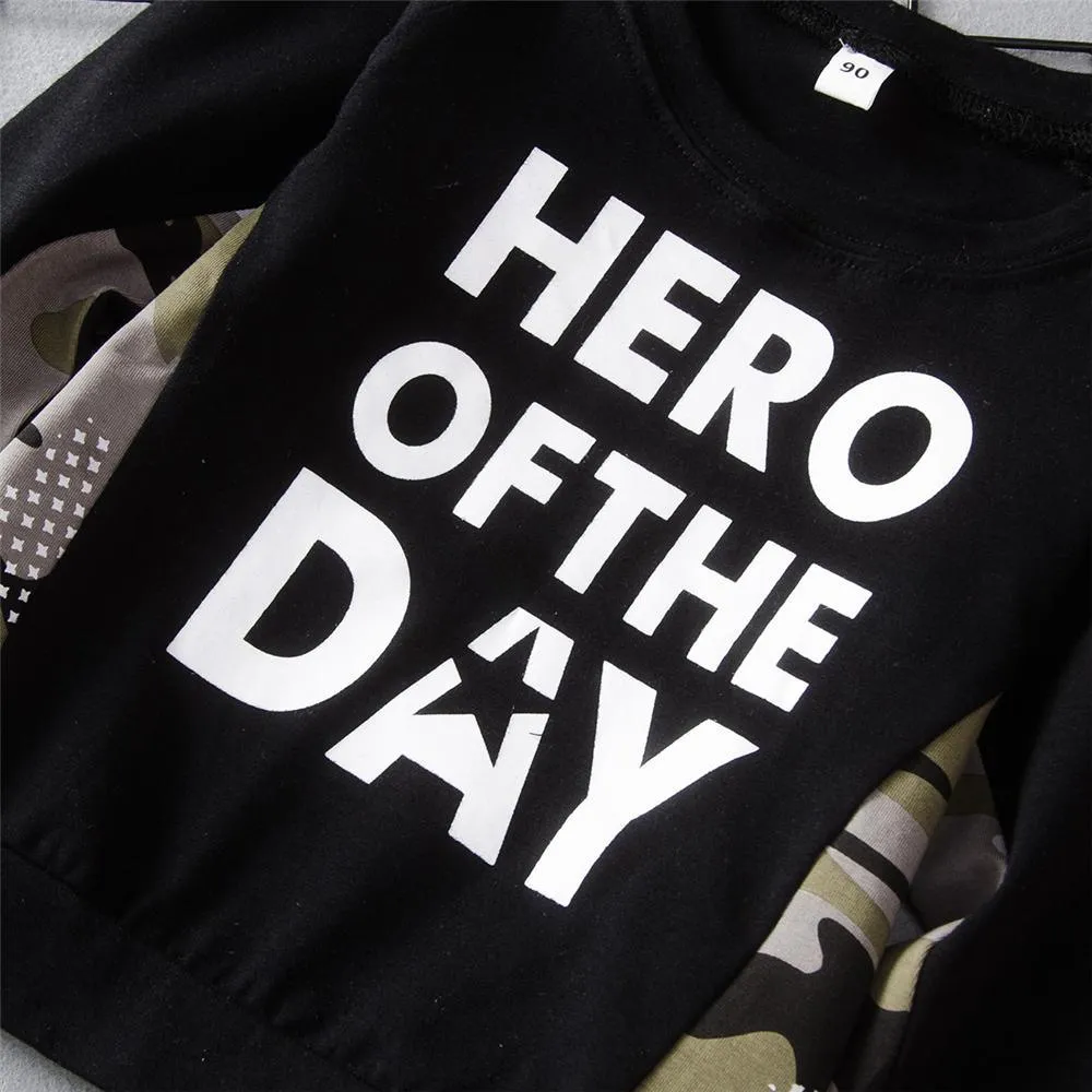 Unisex Hero Of The Day Camo Printed Tracksuit Trendy Kids Wholesale Clothing