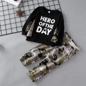 Unisex Hero Of The Day Camo Printed Tracksuit Trendy Kids Wholesale Clothing