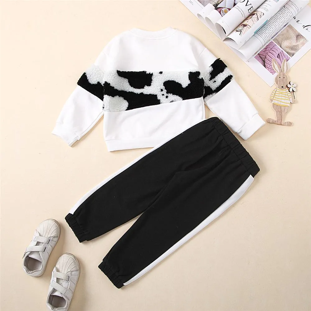 Unisex Long Sleeve Furry Crew Neck Top & Pants Trendy Kids Wholesale Clothing