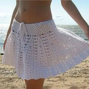 White crochet mini skirt