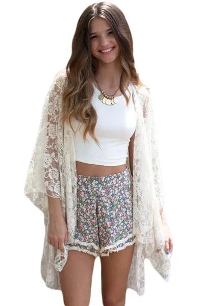 White Lace Loose Cardigan Kimono