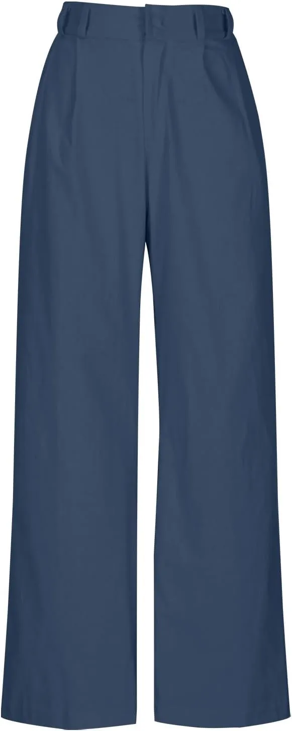 Wide Leg Pants Woman Summer Linen High Waisted Flowy Pleated Capri Pants 2025 Fashion Dressy Casual Cropped Trousers