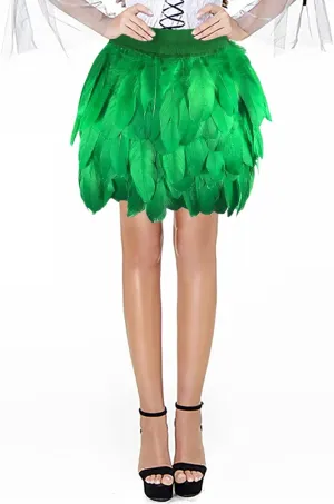 Women's A-Line High Waisted Midi Skirt Women's Performance Skirts European and American Stage Clothing Feather