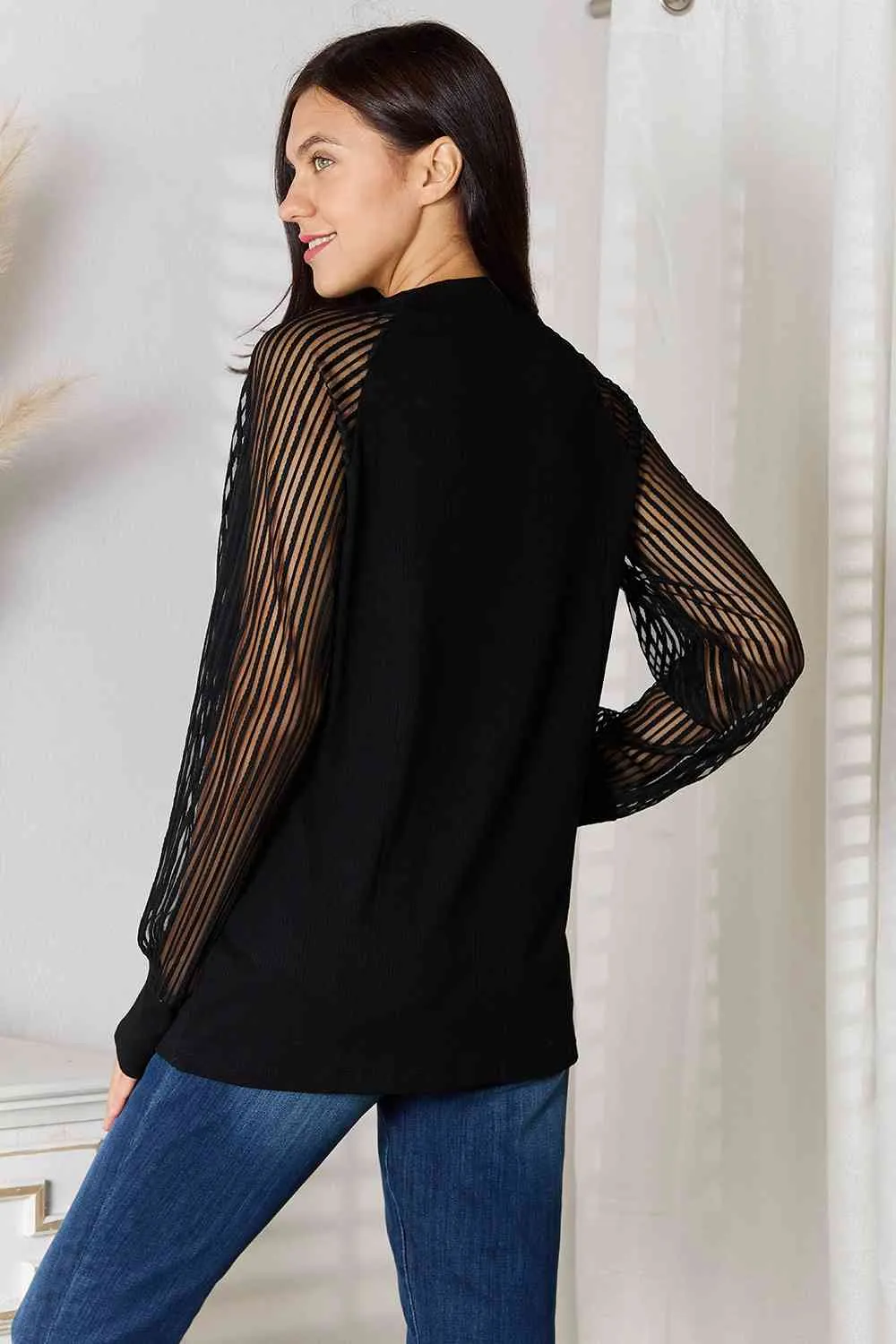 Women's Double Take Round Neck Raglan Sleeve Blouse