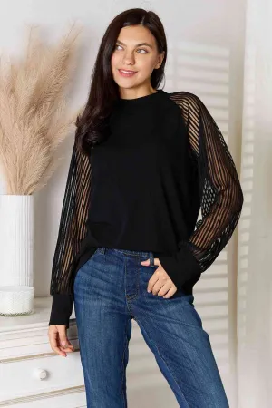 Women's Double Take Round Neck Raglan Sleeve Blouse