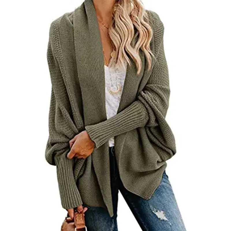 Women's open front batwing cocoon cardigan sweater knitted cardigan for fall/winter
