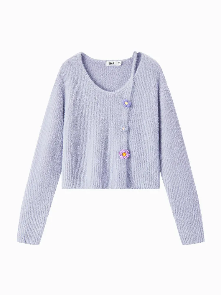 Women's purple V-neck sweater