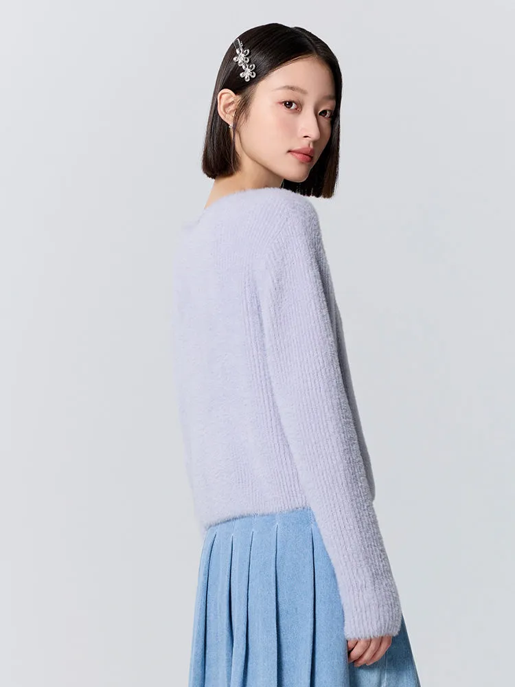 Women's purple V-neck sweater
