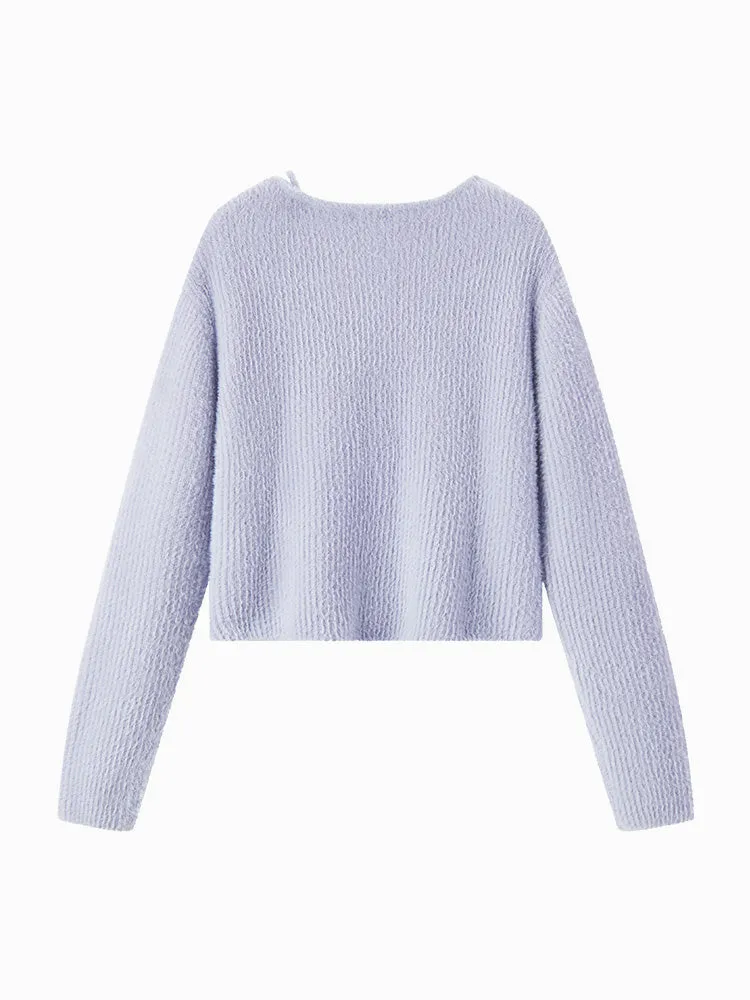Women's purple V-neck sweater