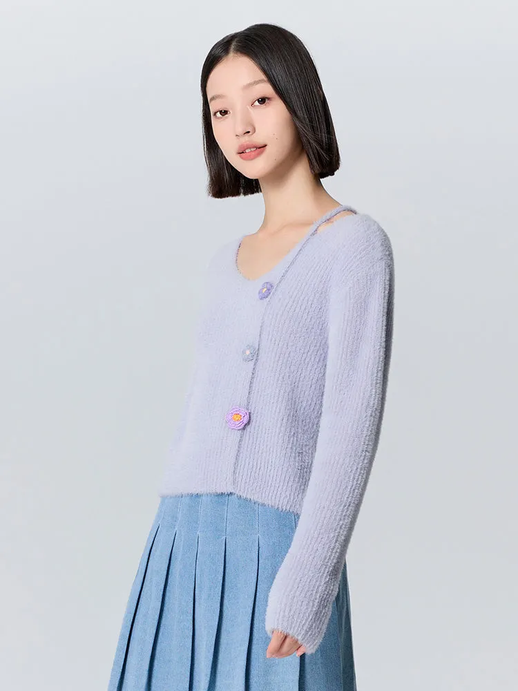 Women's purple V-neck sweater