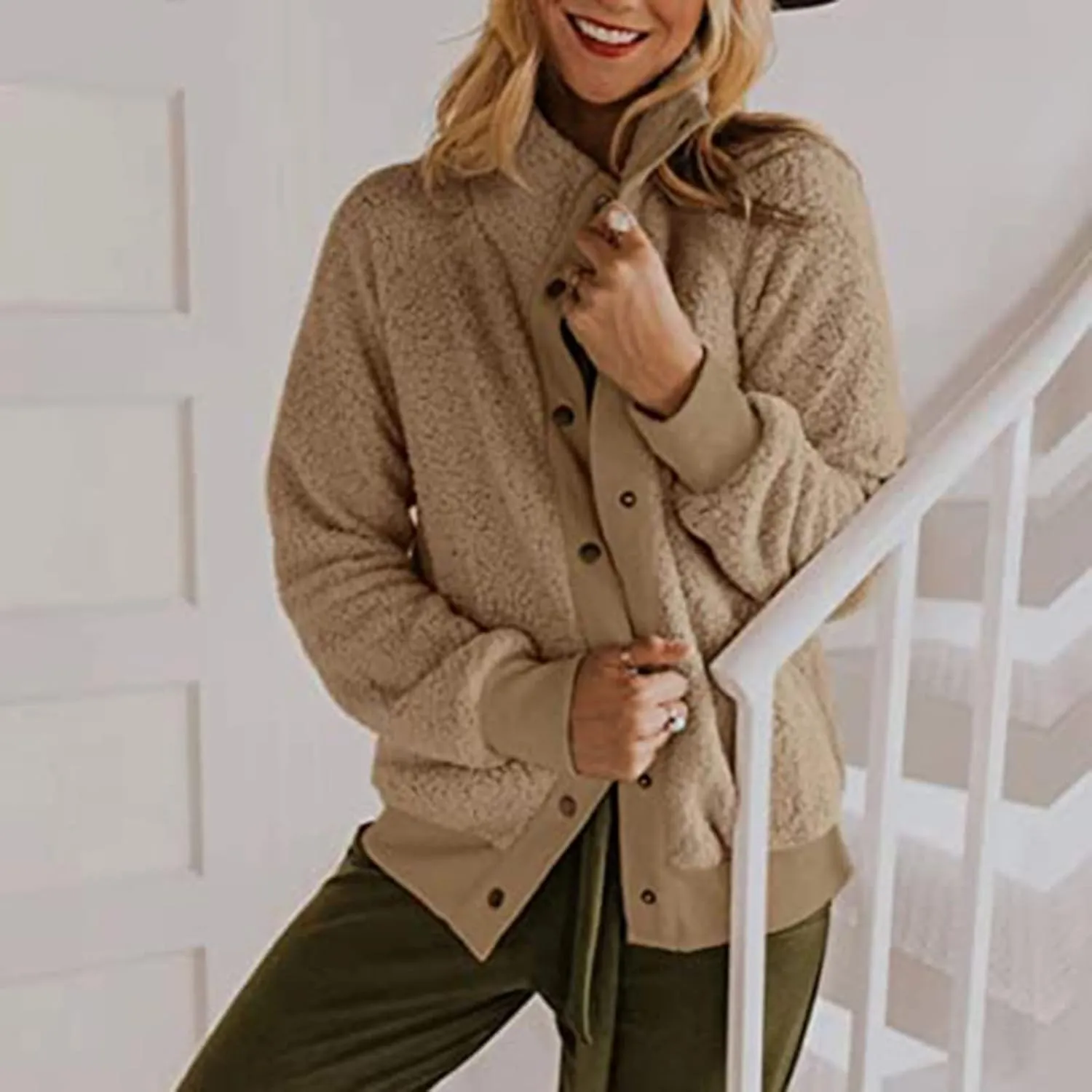 Womens Sherpa Fleece Lined Hoodie Jackets Fall Winter Warm Warm Winter Oversized Fluffy Coat Zipper Coats Winter Outwear