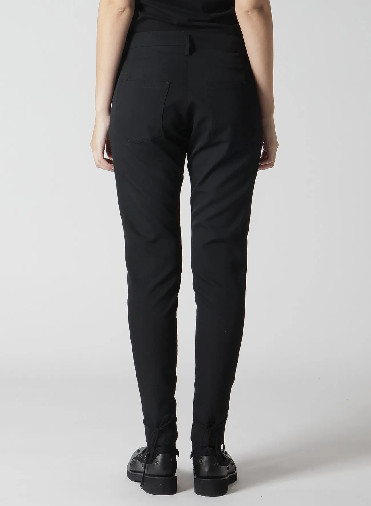 WOOL GABARDINE LACE-UP PANTS